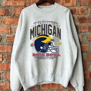 Vintage University Of Michigan Sweatshirts, Michigan Wolverines Rose Bowl Shirt